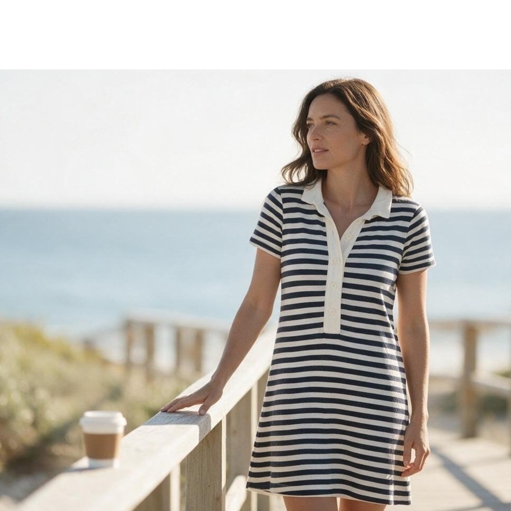 Universal Thread White Blue Striped Mini Dress Womens S Cotton Nautical Coastal